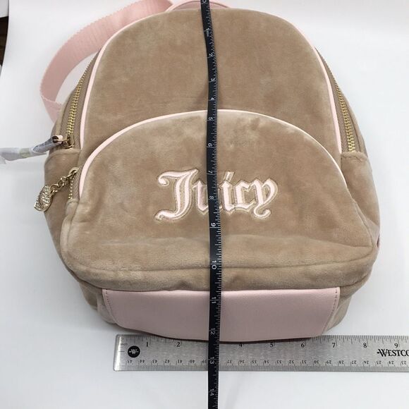 NWT Juicy Couture Queen Of Everything Backpack Velour Cafe/Powder Blush - Picture 17 of 17